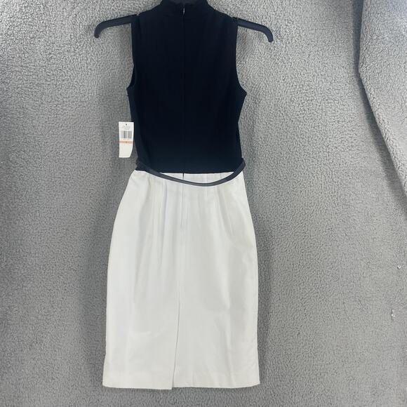 Calvin Klein Jacket Dress Set Womens 2 White Black Belted Sheath Blazer CS84016A - Picture 10 of 16